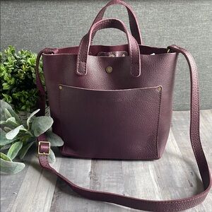 Portland Leather Plum Mini Crossbody Bag with Adjustable Strap
